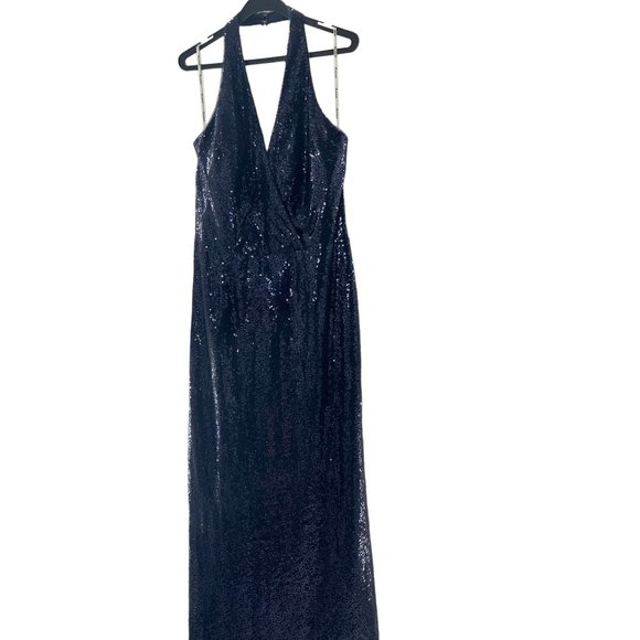 NWT Jasmine Midnight Sequence Halter Formal Gown - Picture 2 of 8